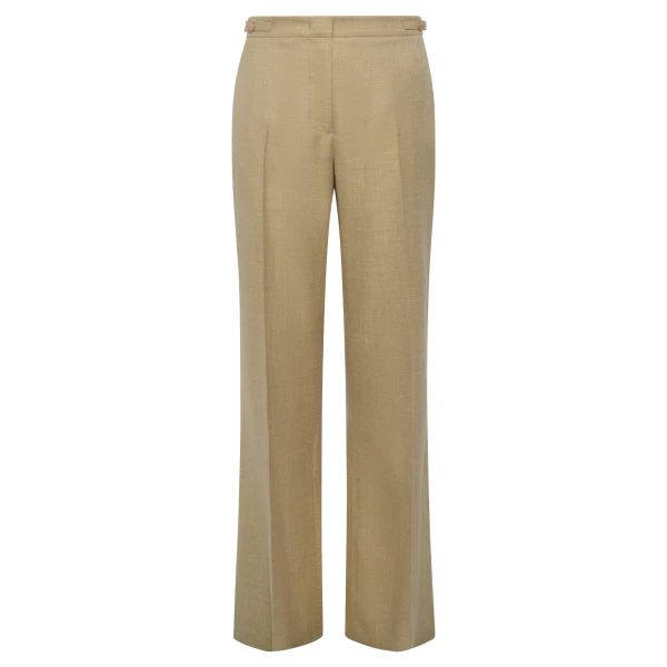 Gabriela Hearst Vesta Flare Pant in Hay Virgin Wool Silk with Linen