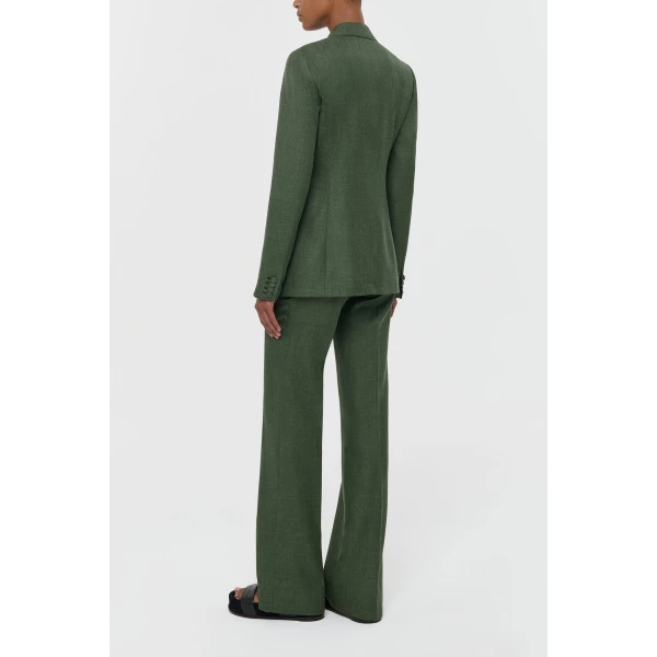 Gabriela Hearst Vesta Flare Pant in Olive Virgin Wool Silk with Linen, view 4