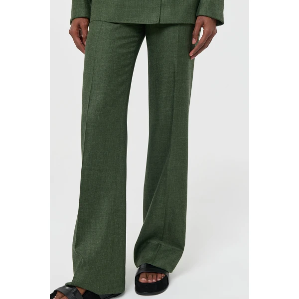 Gabriela Hearst Vesta Flare Pant in Olive Virgin Wool Silk with Linen, view 5