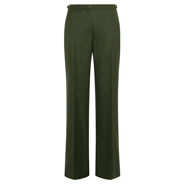 Gabriela Hearst Vesta Flare Pant in Olive Virgin Wool Silk with Linen, view 6