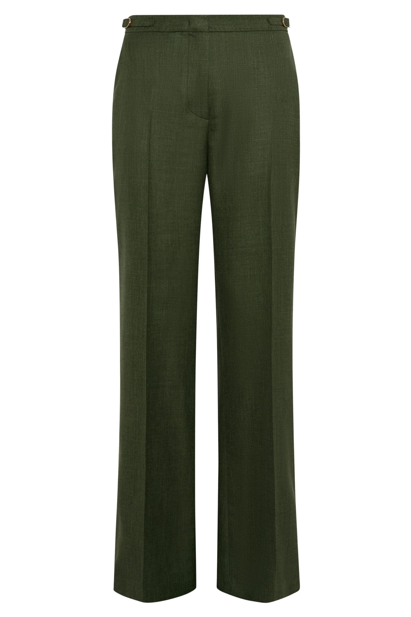Gabriela Hearst Vesta Flare Pant in Olive Virgin Wool Silk with Linen