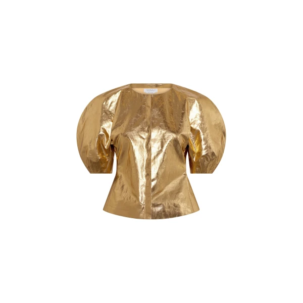 Gabriela Hearst Waverly Top in Metallic Gold Linen Twill, view 6