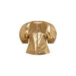 Gabriela Hearst Waverly Top in Metallic Gold Linen Twill