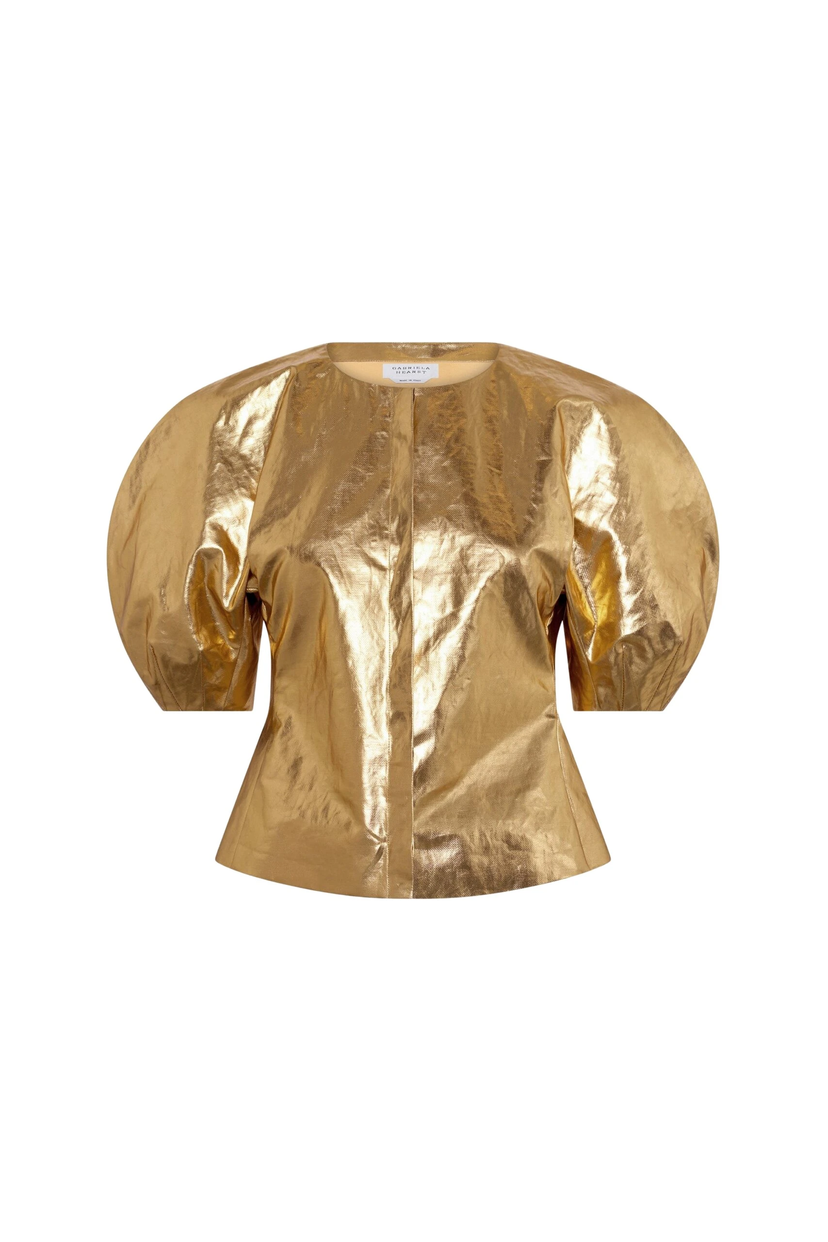 Gabriela Hearst Waverly Top in Metallic Gold Linen Twill