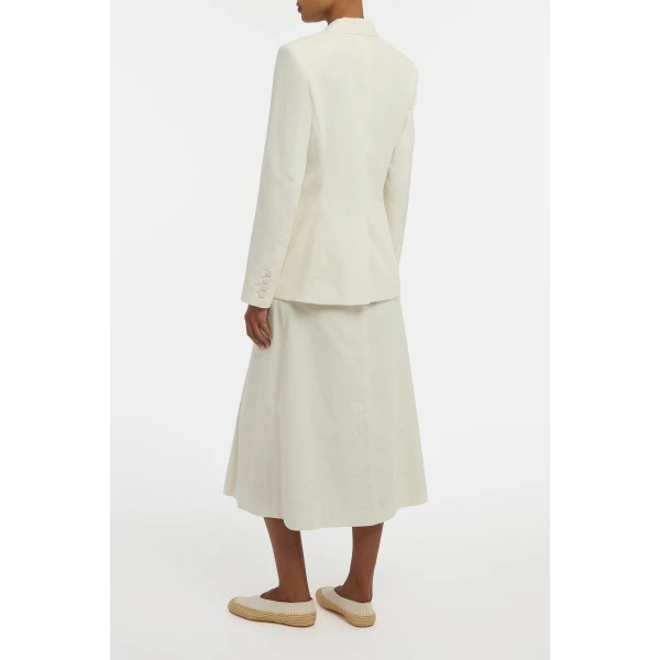 Gabriela Hearst Wesley Pleated Midi Skirt in Ivory Sea Island Cotton Corduroy, view 4