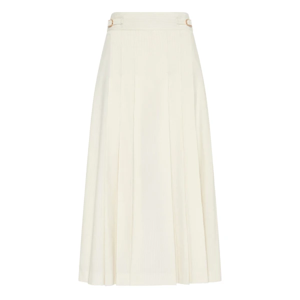 Gabriela Hearst Wesley Pleated Midi Skirt in Ivory Sea Island Cotton Corduroy, view 6