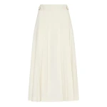 Gabriela Hearst Wesley Pleated Midi Skirt in Ivory Sea Island Cotton Corduroy
