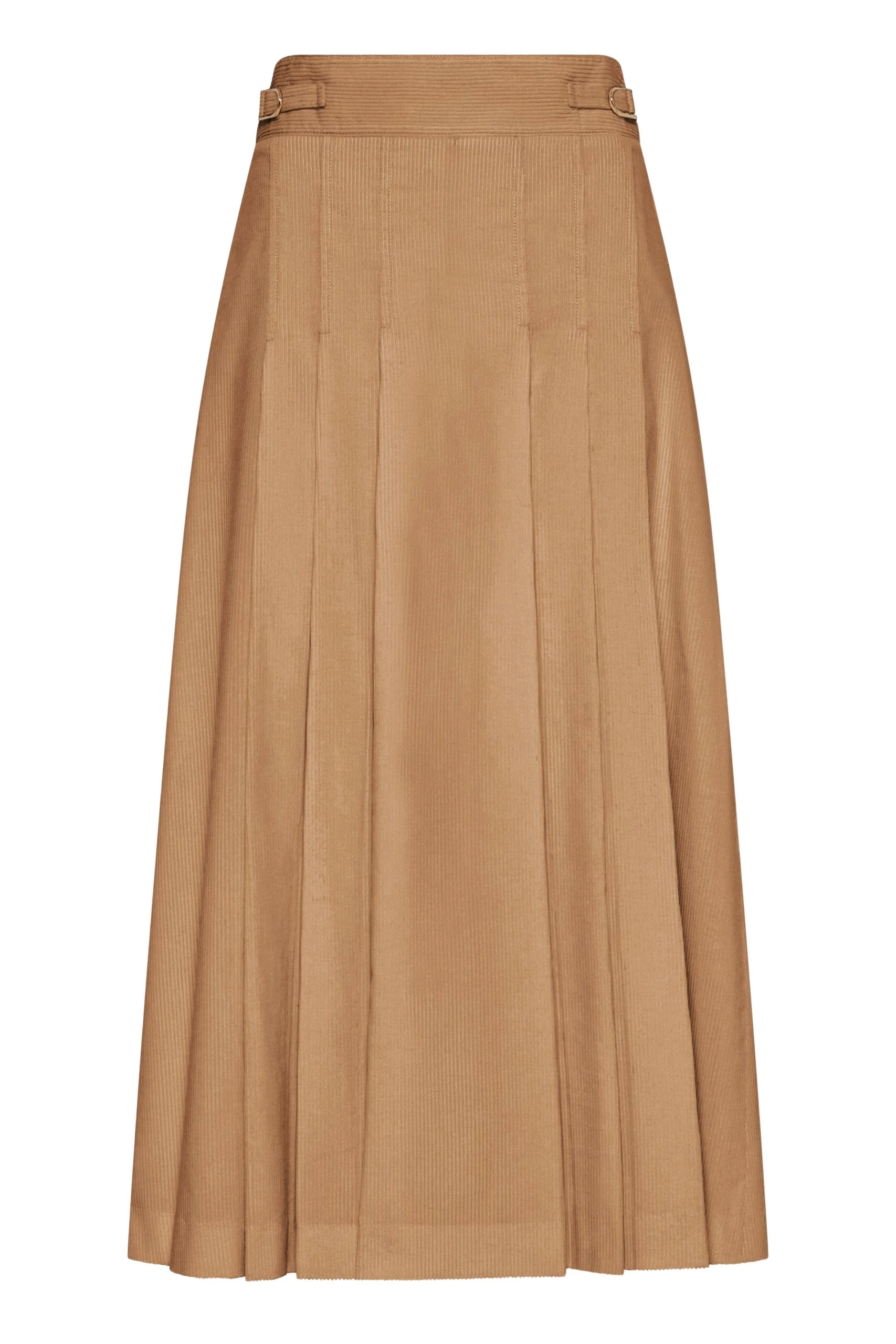 Gabriela Hearst Wesley Pleated Skirt in Camel Sea Island Cotton Corduroy