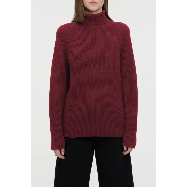 Gabriela Hearst Wigman Knit Turtleneck Sweater in Bordeaux Cashmere, view 2