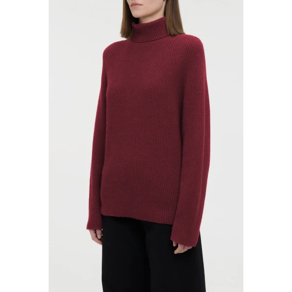 Gabriela Hearst Wigman Knit Turtleneck Sweater in Bordeaux Cashmere, view 3