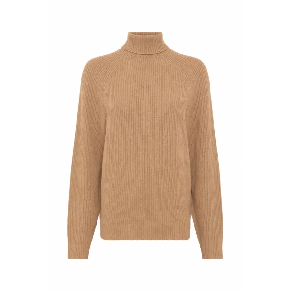 Gabriela Hearst Wigman Knit Turtleneck Sweater in Camel Cashmere, view 6