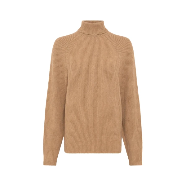 Gabriela Hearst Wigman Knit Turtleneck Sweater in Camel Cashmere