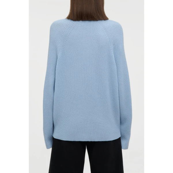 Gabriela Hearst Wigman Knit Turtleneck Sweater in Light Blue Cashmere, view 4