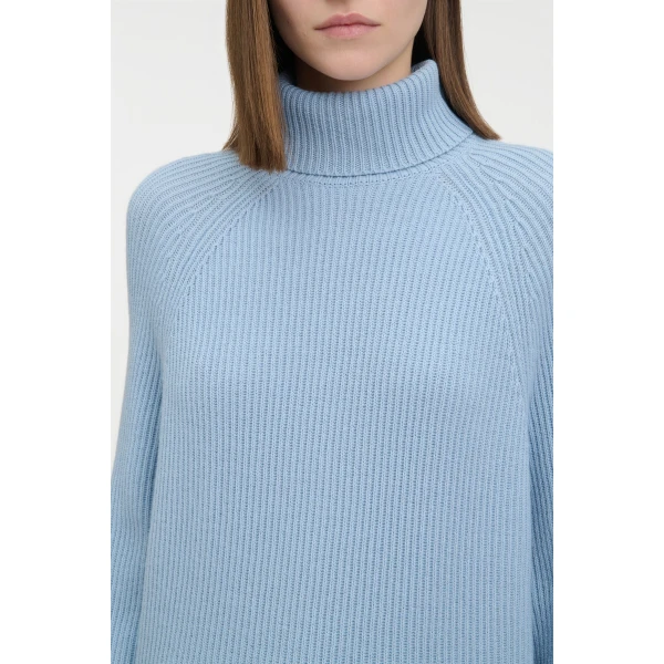 Gabriela Hearst Wigman Knit Turtleneck Sweater in Light Blue Cashmere, view 5