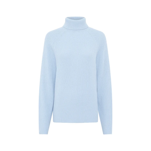 Gabriela Hearst Wigman Knit Turtleneck Sweater in Light Blue Cashmere, view 6