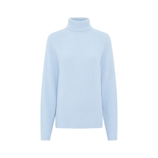 Gabriela Hearst Wigman Knit Turtleneck Sweater in Light Blue Cashmere