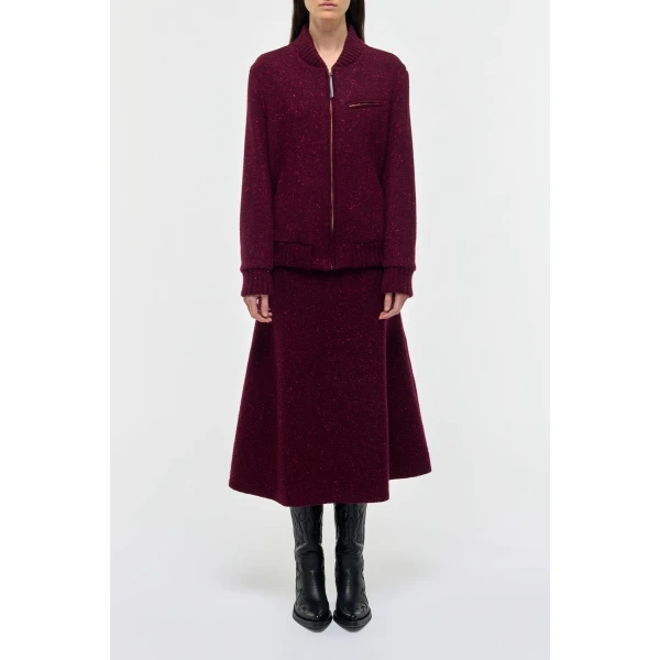 Gabriela Hearst Winslow Bomber in Bordeaux Speckled Cashmere Jacket, view 2