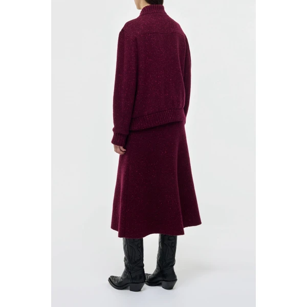 Gabriela Hearst Winslow Bomber in Bordeaux Speckled Cashmere Jacket, view 4