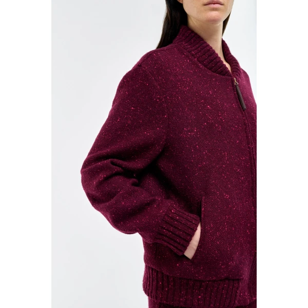 Gabriela Hearst Winslow Bomber in Bordeaux Speckled Cashmere Jacket, view 5