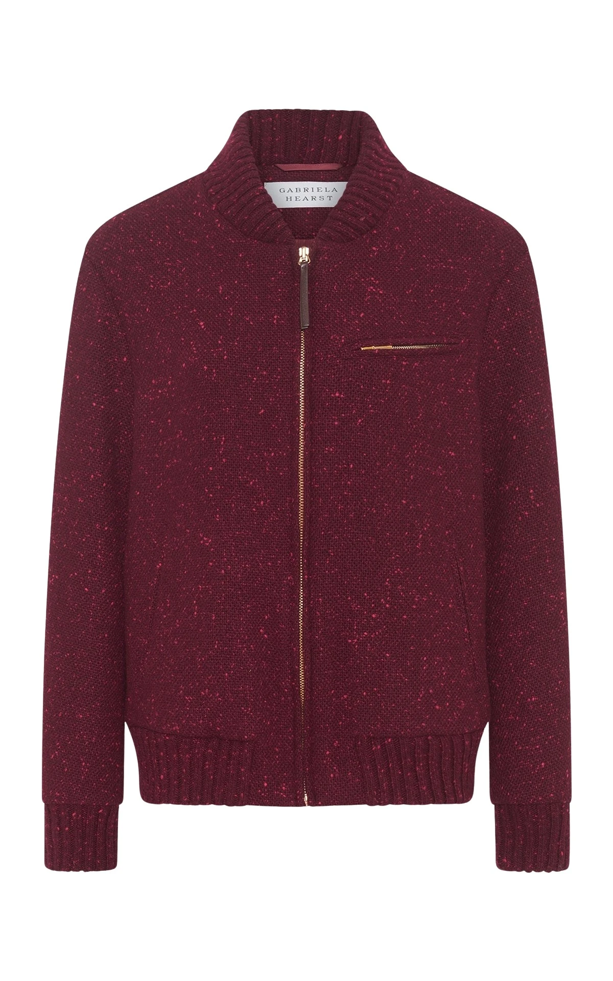 Gabriela Hearst Winslow Bomber in Bordeaux Speckled Cashmere Jacket