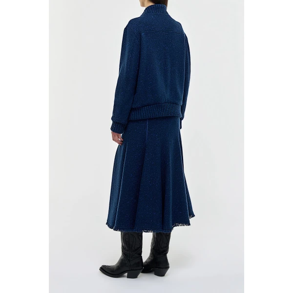 Gabriela Hearst Winslow Bomber in Electric Navy Speckled Cashmere Jacket, view 5