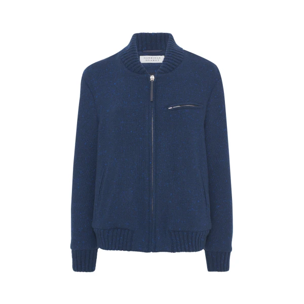 Gabriela Hearst Winslow Bomber in Electric Navy Speckled Cashmere Jacket, view 6