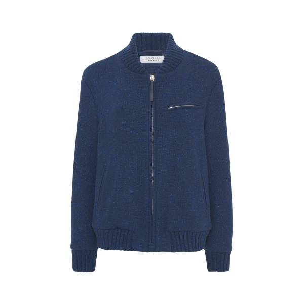 Gabriela Hearst Winslow Bomber in Electric Navy Speckled Cashmere Jacket