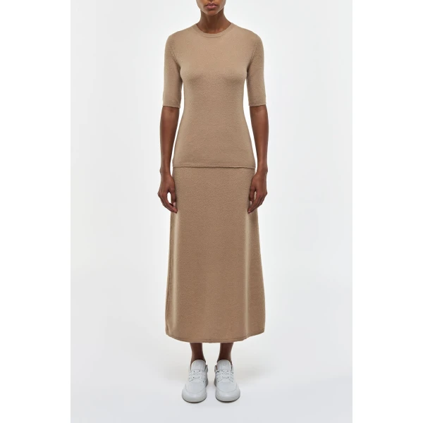 Gabriela Hearst Xanthe Knit Top in Camel Brushed Cashmere, view 2