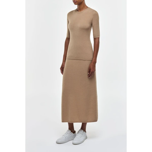Gabriela Hearst Xanthe Knit Top in Camel Brushed Cashmere, view 3