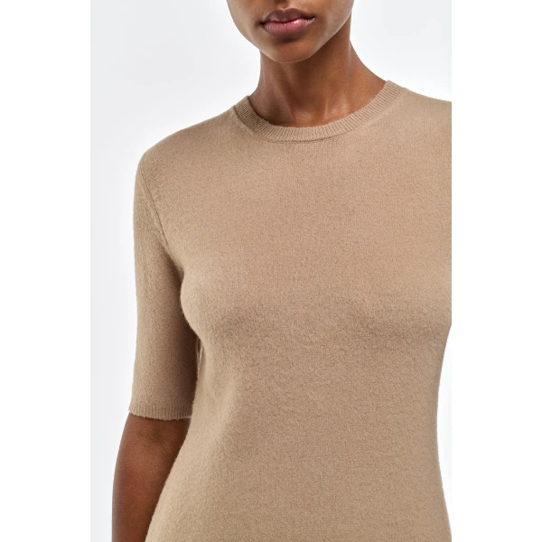Gabriela Hearst Xanthe Knit Top in Camel Brushed Cashmere, view 5