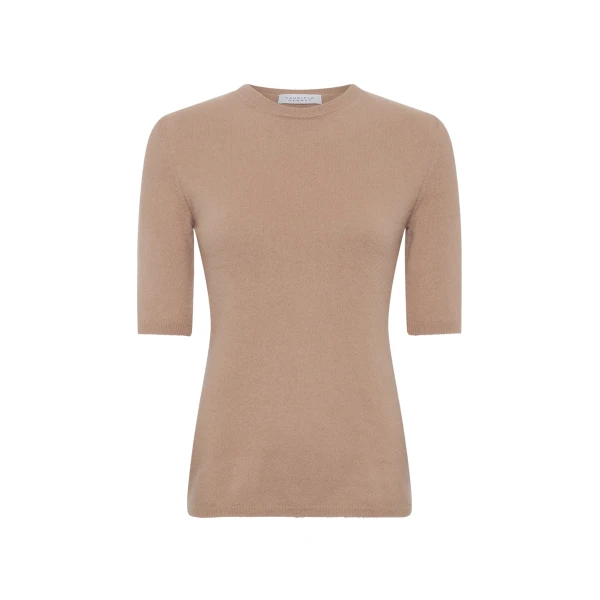 Gabriela Hearst Xanthe Knit Top in Camel Brushed Cashmere