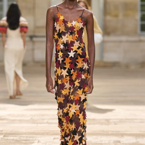 Gabriela Hearst Yeshara Crochet Stars Maxi Slip Dress in Multi Cashmere, view 2