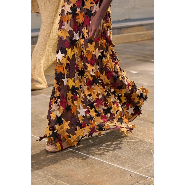 Gabriela Hearst Yeshara Crochet Stars Maxi Slip Dress in Multi Cashmere, view 4