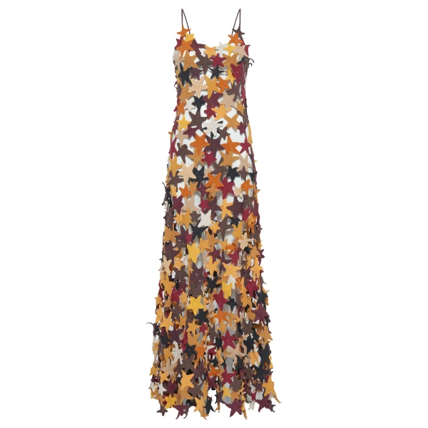 Gabriela Hearst Yeshara Crochet Stars Maxi Slip Dress in Multi Cashmere, view 6