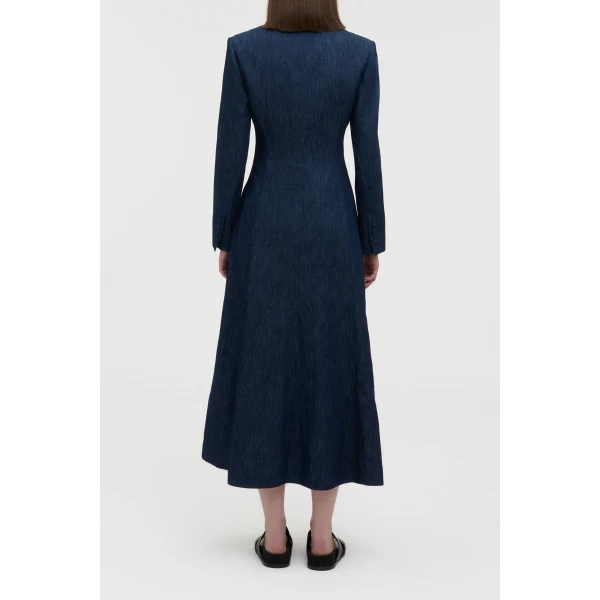 Gabriela Hearst Yunara Knotted Maxi Dress in Recycled Cotton Denim, view 5