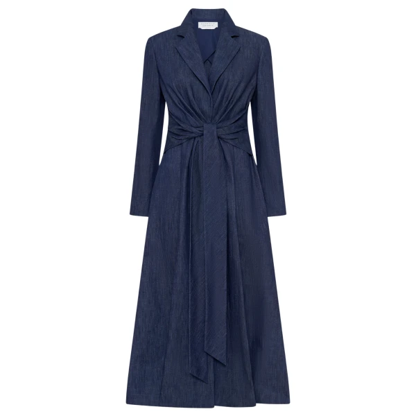 Gabriela Hearst Yunara Knotted Maxi Dress in Recycled Cotton Denim