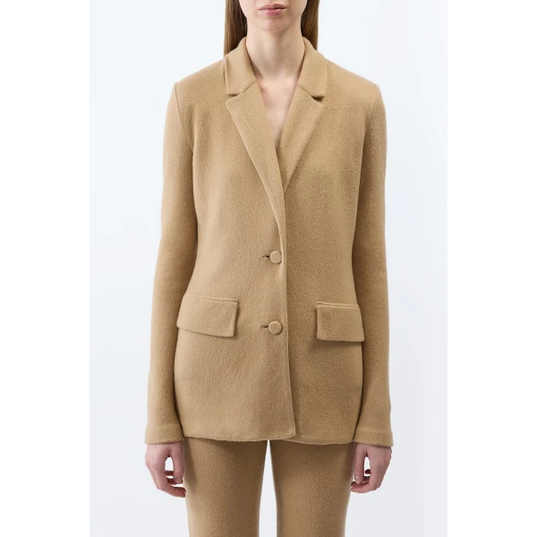 Gabriela Hearst Zander Knit Jacket in Camel Brushed Cashmere, view 2