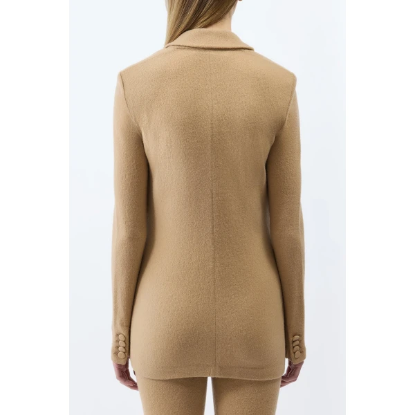Gabriela Hearst Zander Knit Jacket in Camel Brushed Cashmere, view 4
