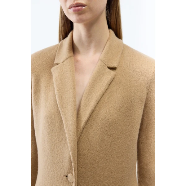 Gabriela Hearst Zander Knit Jacket in Camel Brushed Cashmere, view 5