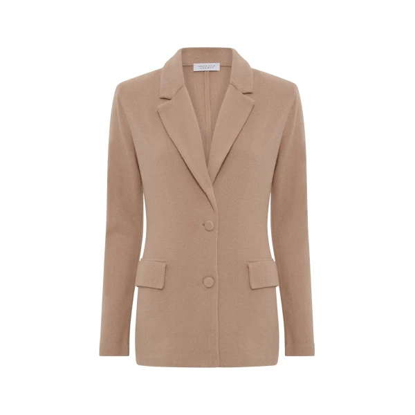 Gabriela Hearst Zander Knit Jacket in Camel Brushed Cashmere