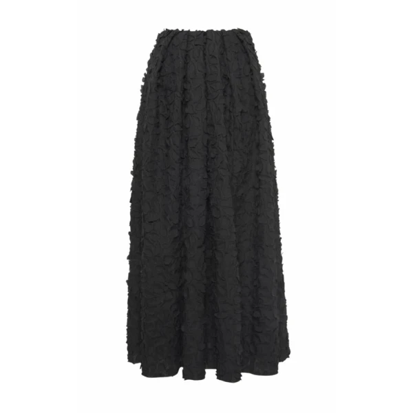 Gabriela Hearst Zelia Embroidered Leaves Maxi Skirt in Black Linen, view 6