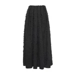 Gabriela Hearst Zelia Embroidered Leaves Maxi Skirt in Black Linen