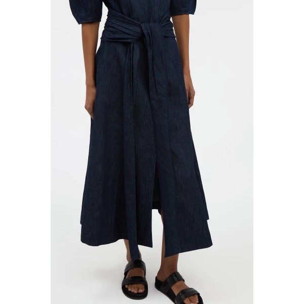 Gabriela Hearst Zivan Knotted Maxi Skirt in Recycled Cotton Denim, view 5