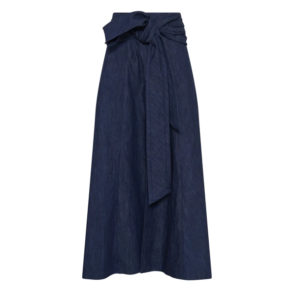 Gabriela Hearst Zivan Knotted Maxi Skirt in Recycled Cotton Denim, view 6