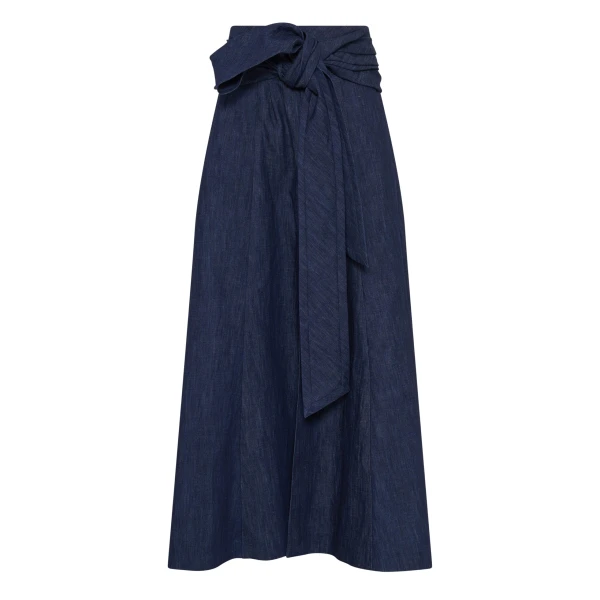 Gabriela Hearst Zivan Knotted Maxi Skirt in Recycled Cotton Denim