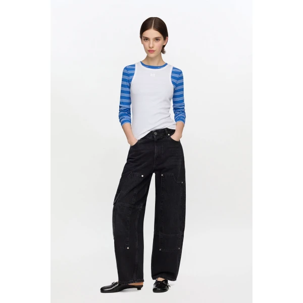 Ganni Audri Jeans in Black Rigid Denim, view 2