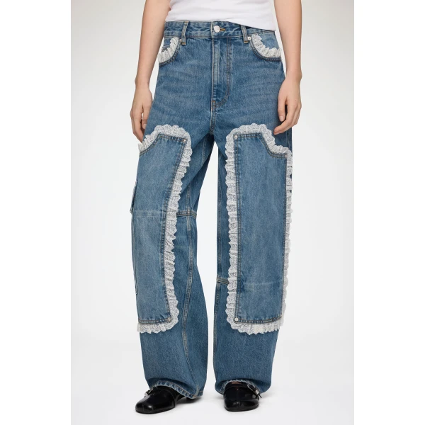 Ganni Audri Lace Jeans in Rigid Denim, view 3