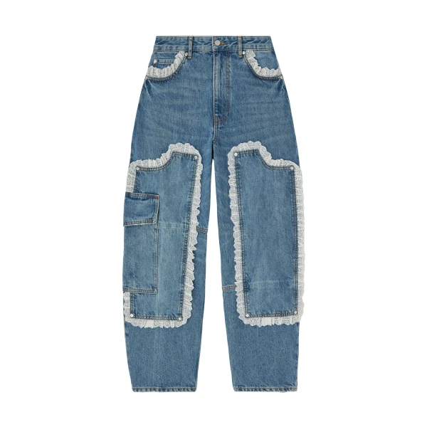 Ganni Audri Lace Jeans in Rigid Denim