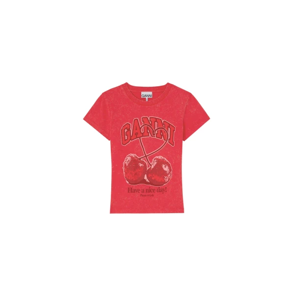 Ganni Baby Fit Future T-shirt with Cherry Top