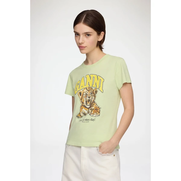 Ganni Baby Fit T-shirt with Tiger Top, view 2